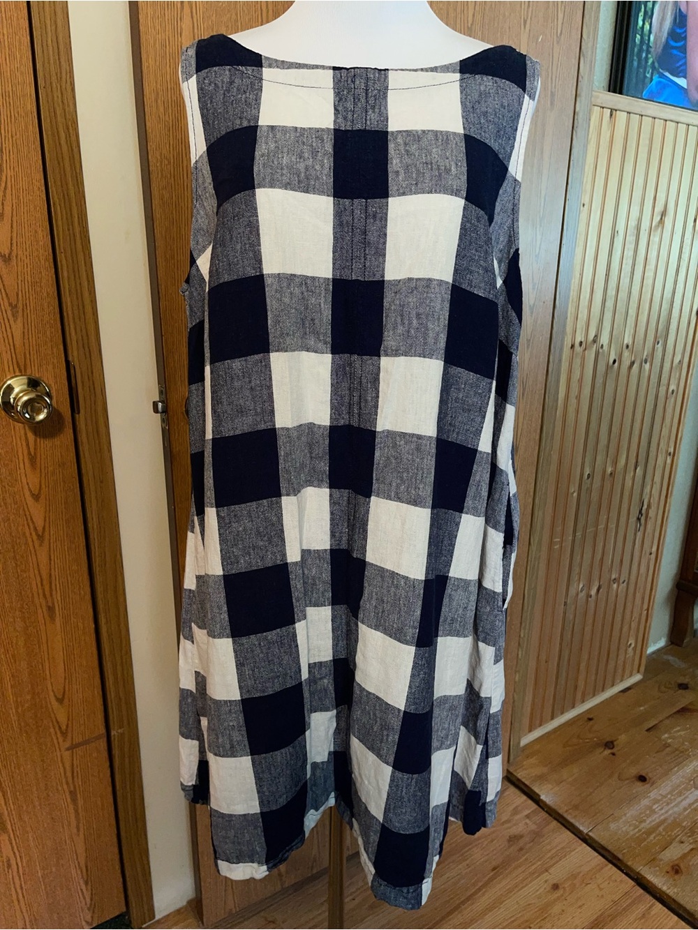 Ava & Viv Navy and White Gingham Midi Dress